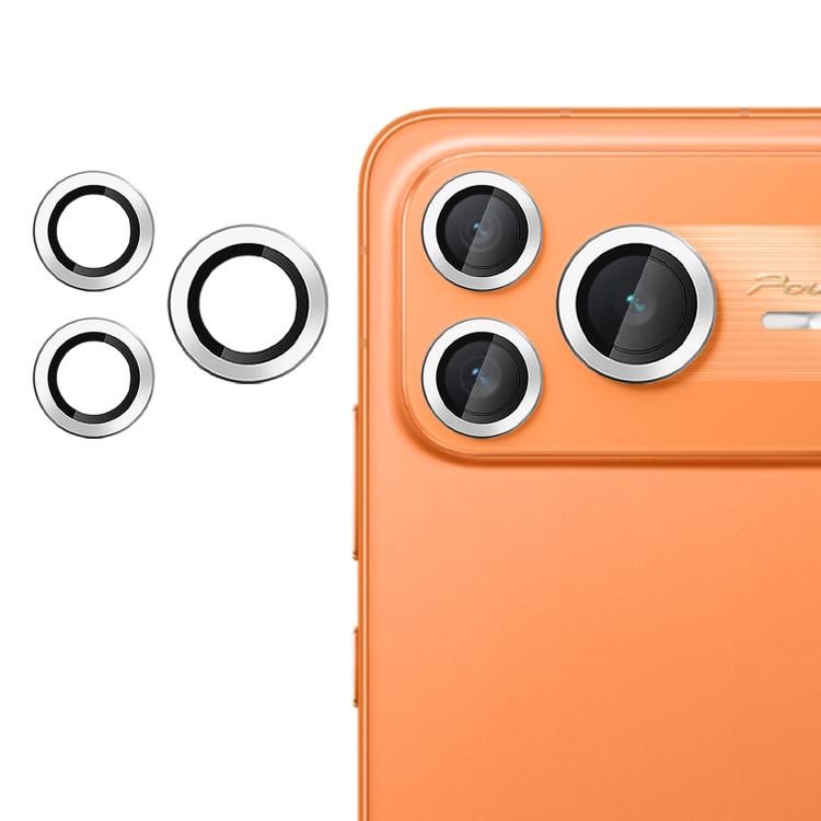 Tempered glass camera lens film with silver ring inserts for three rear lenses