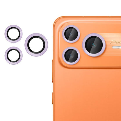 Tempered glass camera lens film with purple ring inserts for three rear lenses