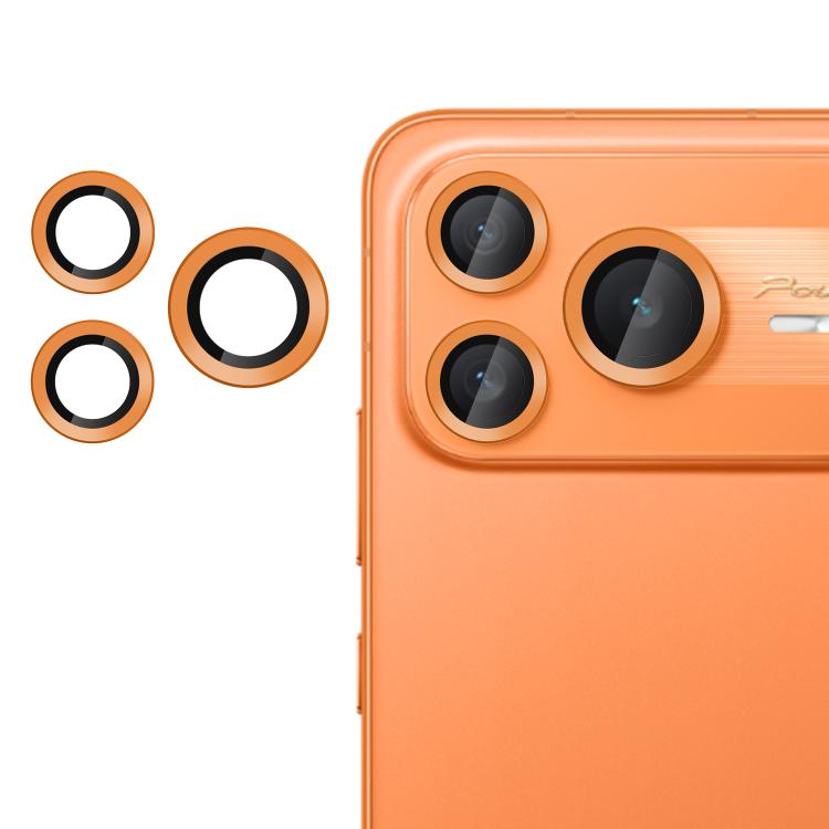 Tempered glass camera lens film with orange ring inserts for three rear lenses