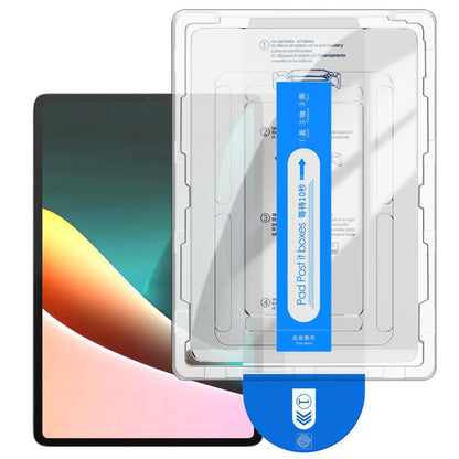 Tempered glass screen protector film with curved edges in installation box