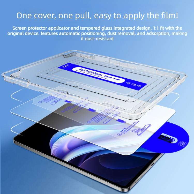 HD tempered glass film with one-piece applicator tray and curved-edge protector sheet