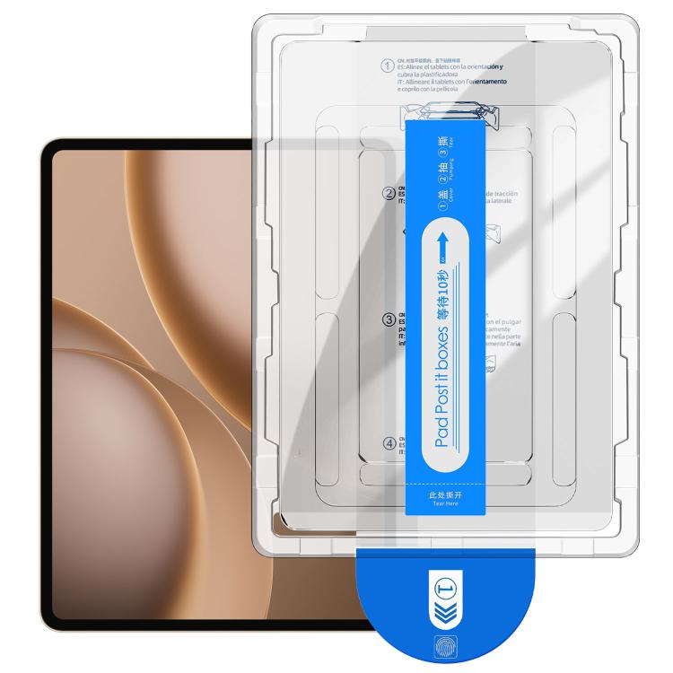 Curved edge tempered glass film kit with installation frame and dust removal sticker