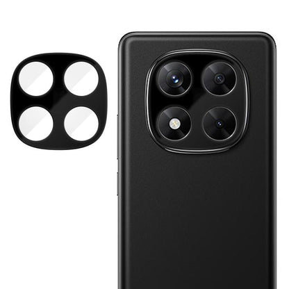 Camera lens tempered glass film with black multi-lens cutout, on black phone back