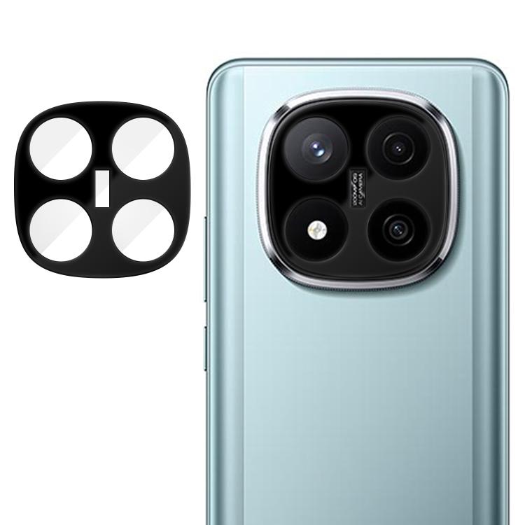 Camera lens tempered glass film with black multi-lens cutout, on light blue phone back