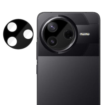 Camera lens tempered glass film with cutouts for multi-camera module on dark gray phone back