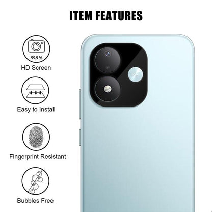 Tempered glass camera lens protector film set with anti-fingerprint lens cover, light blue phone