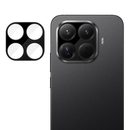 Camera lens tempered glass film with black cutout for quad camera lenses