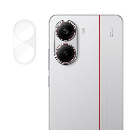 Camera lens protection tempered glass film, transparent, with two circular openings
