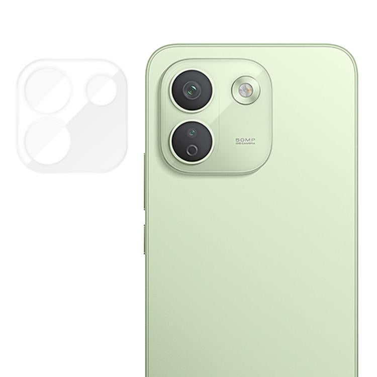 Tempered glass camera lens protector film, clear cover for rear dual lenses on green phone.