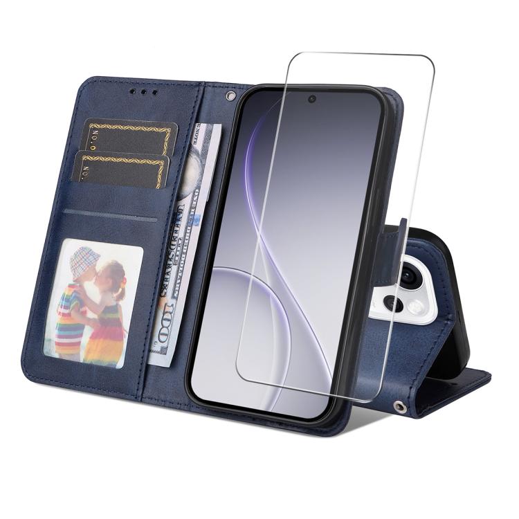ENKAY Card Wallet Calf Texture Leather Phone Case with Screen Film, For OPPO A7 Pro Max, For OPPO Reno15 Pro Max Global, For OPPO Reno15 Pro Global, For OPPO Reno15 Global, For OPPO A6 4G / A6x 4G / 5G Global, For OPPO A6 5G / A6 Pro 4G / 5G Global