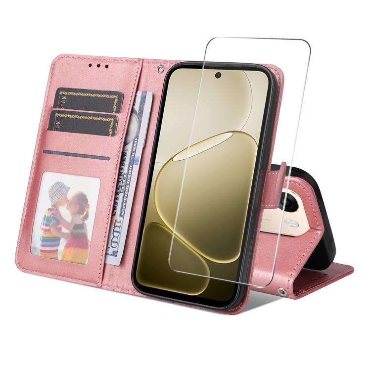 ENKAY Card Wallet Calf Texture Leather Phone Case with Screen Film, For OPPO A7 Pro Max, For OPPO Reno15 Pro Max Global, For OPPO Reno15 Pro Global, For OPPO Reno15 Global, For OPPO A6 4G / A6x 4G / 5G Global, For OPPO A6 5G / A6 Pro 4G / 5G Global