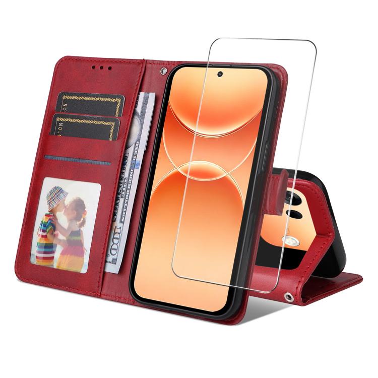 ENKAY Card Wallet Calf Texture Leather Phone Case with Screen Film, For OPPO A7 Pro Max, For OPPO Reno15 Pro Max Global, For OPPO Reno15 Pro Global, For OPPO Reno15 Global, For OPPO A6 4G / A6x 4G / 5G Global, For OPPO A6 5G / A6 Pro 4G / 5G Global