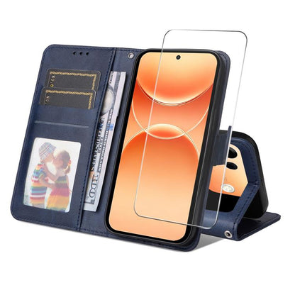 ENKAY Card Wallet Calf Texture Leather Phone Case with Screen Film, For OPPO A7 Pro Max, For OPPO Reno15 Pro Max Global, For OPPO Reno15 Pro Global, For OPPO Reno15 Global, For OPPO A6 4G / A6x 4G / 5G Global, For OPPO A6 5G / A6 Pro 4G / 5G Global