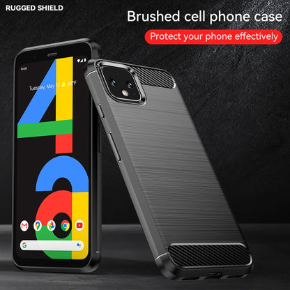 Brushed Texture Carbon Fiber TPU Case for Google Pixel 4, For Google Pixel 4