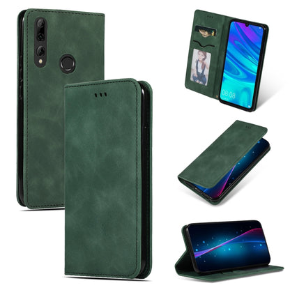 Dark green magnetic flip leather phone case with card slot and camera cutout