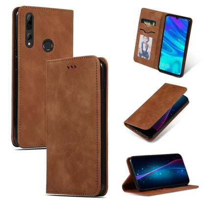 Brown magnetic flip leather phone case with card slot and camera cutout