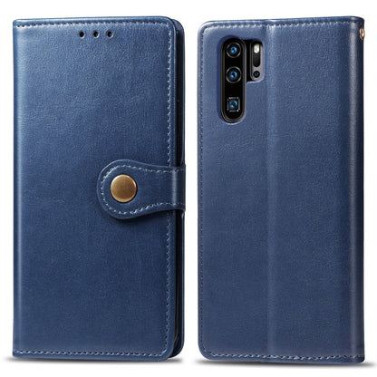 Blue leather phone wallet case with circular snap button and card slot window