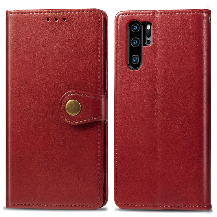 Red leather phone wallet case with circular snap button and card slot window