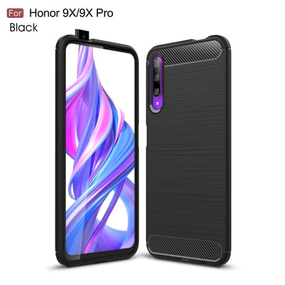Brushed carbon fiber TPU phone case for Honor 9X/9X Pro, black