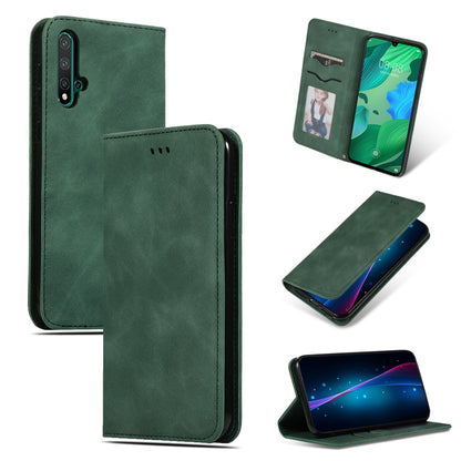 Green magnetic flip leather phone case with card window for Huawei Nova 5
