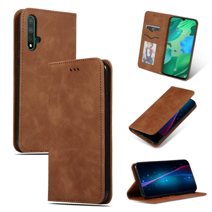 Brown magnetic flip leather phone case with card window for Huawei Nova 5