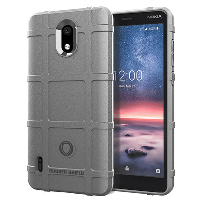 Shockproof TPU phone case, light gray rugged shell with camera cutout and grip pattern