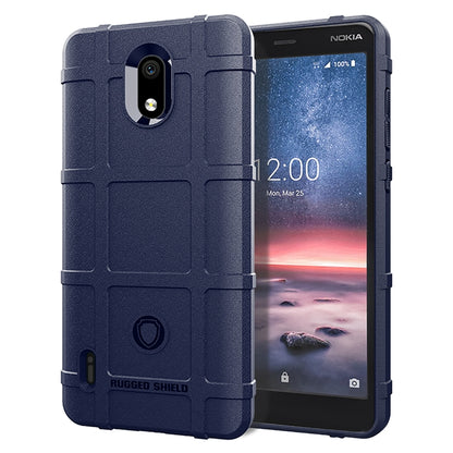 Shockproof TPU phone case, navy blue rugged shell with camera cutout and raised edges
