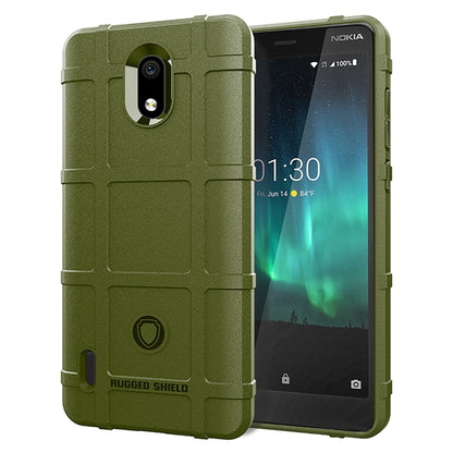 Rugged shockproof TPU phone case for Nokia 3.1C, army green with rugged textured back