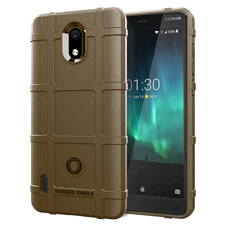 Rugged shockproof TPU phone case for Nokia 3.1C, brown rugged textured back