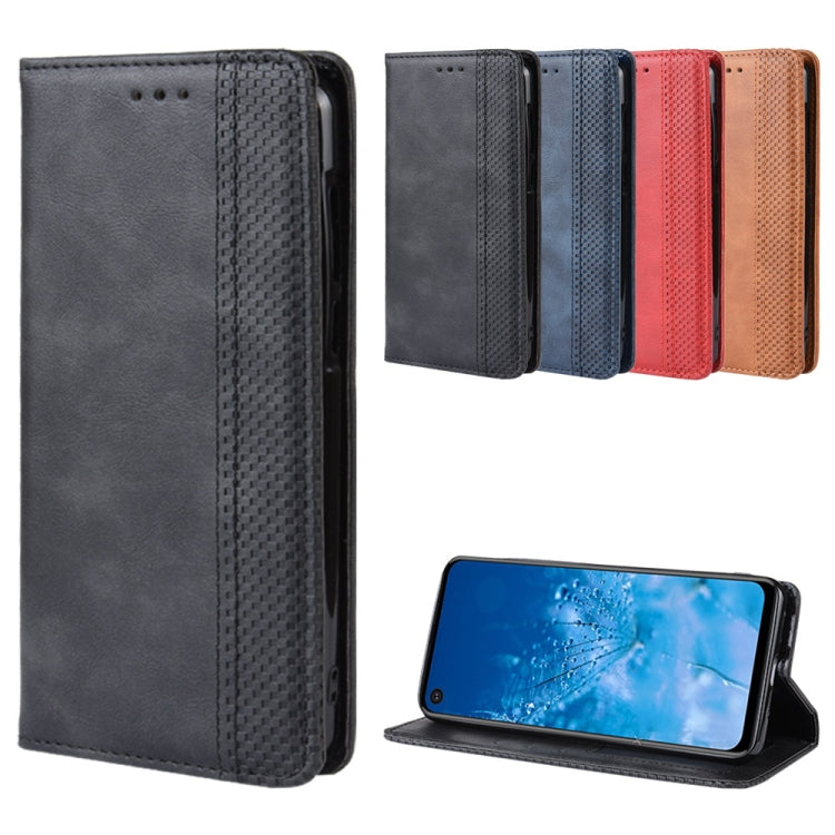 Flip leather phone case with magnetic clasp, textured finish, card slots; dark gray