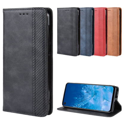 Flip leather phone case with magnetic clasp, textured finish, card slots; dark gray