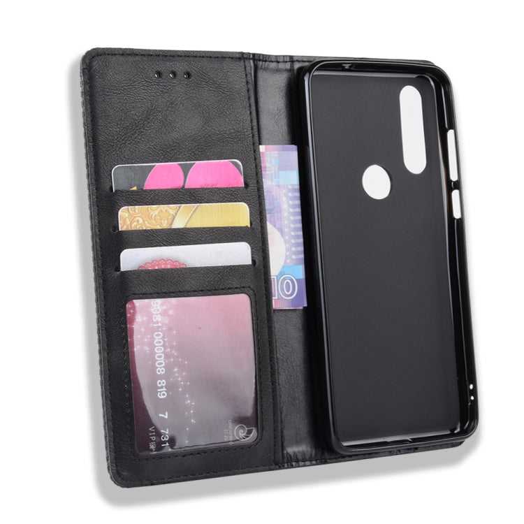 Black wallet flip phone case with card slots and clear ID window