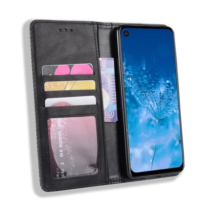 Black wallet flip phone case with card slots and clear ID window