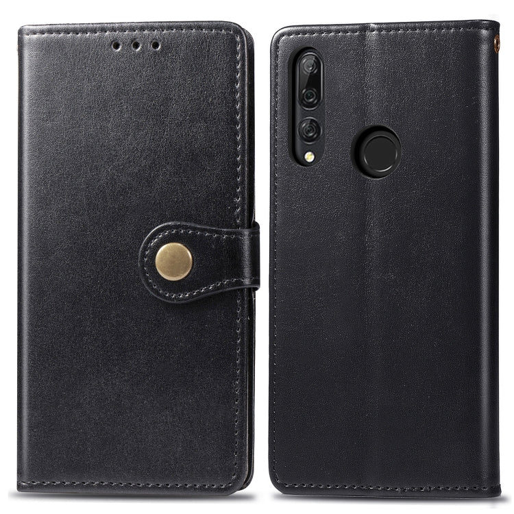 Black leather phone wallet case with magnetic button closure and camera cutout
