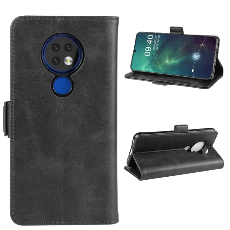 Black leather wallet phone case with card slots and fold-out stand for Nokia 6.2