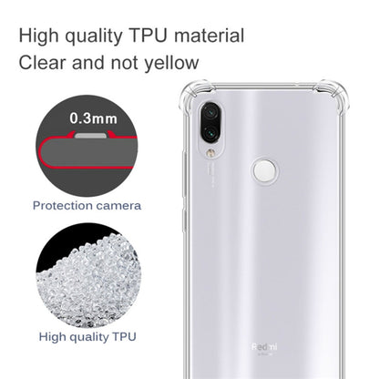 Xiaomi Redmi 7 clear anti-drop TPU case with raised edges around camera cutout