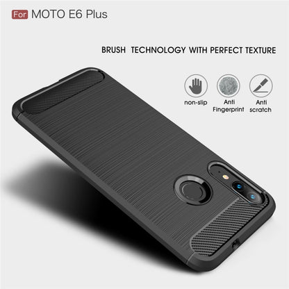For Moto E6 Plus Brushed Texture Carbon Fiber TPU Case, For Moto E6 Plus