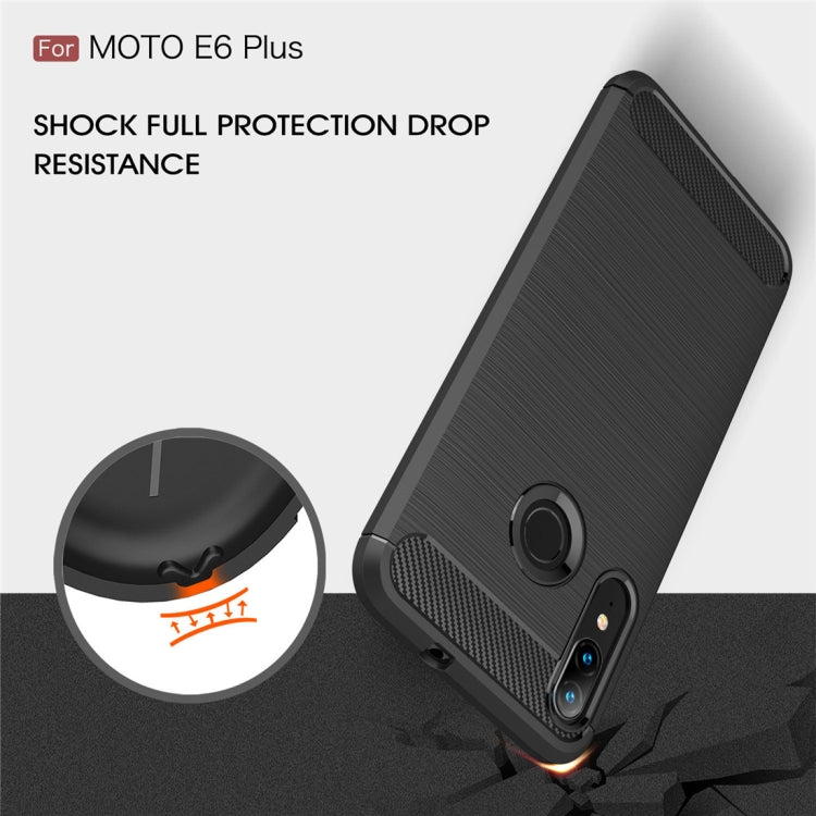 For Moto E6 Plus Brushed Texture Carbon Fiber TPU Case, For Moto E6 Plus