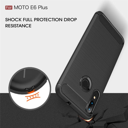 For Moto E6 Plus Brushed Texture Carbon Fiber TPU Case, For Moto E6 Plus