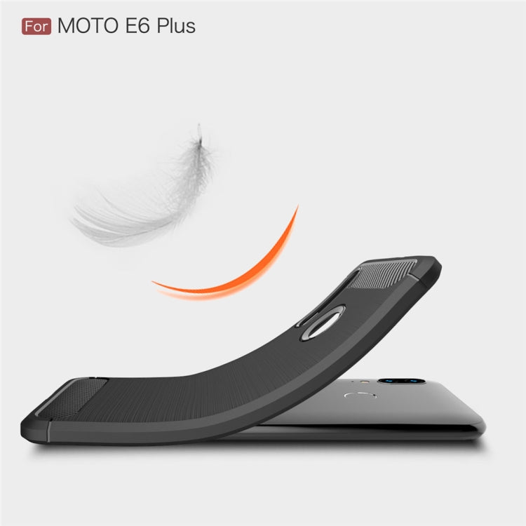 For Moto E6 Plus Brushed Texture Carbon Fiber TPU Case, For Moto E6 Plus