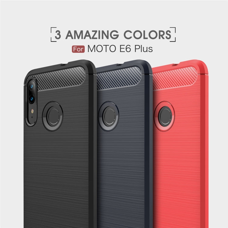 For Moto E6 Plus Brushed Texture Carbon Fiber TPU Case, For Moto E6 Plus