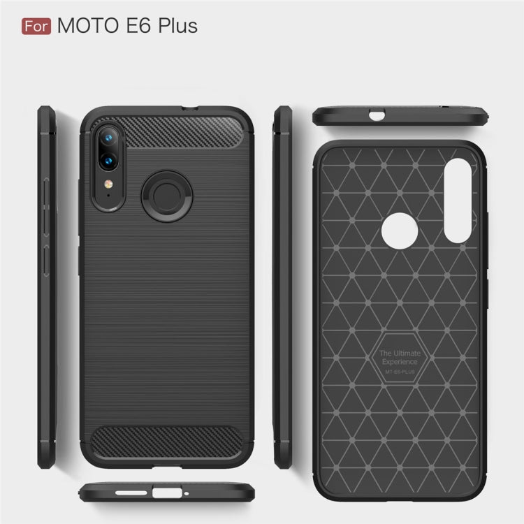 For Moto E6 Plus Brushed Texture Carbon Fiber TPU Case, For Moto E6 Plus