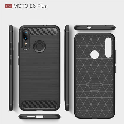 For Moto E6 Plus Brushed Texture Carbon Fiber TPU Case, For Moto E6 Plus