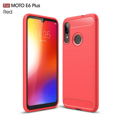 For Moto E6 Plus Brushed Texture Carbon Fiber TPU Case, For Moto E6 Plus