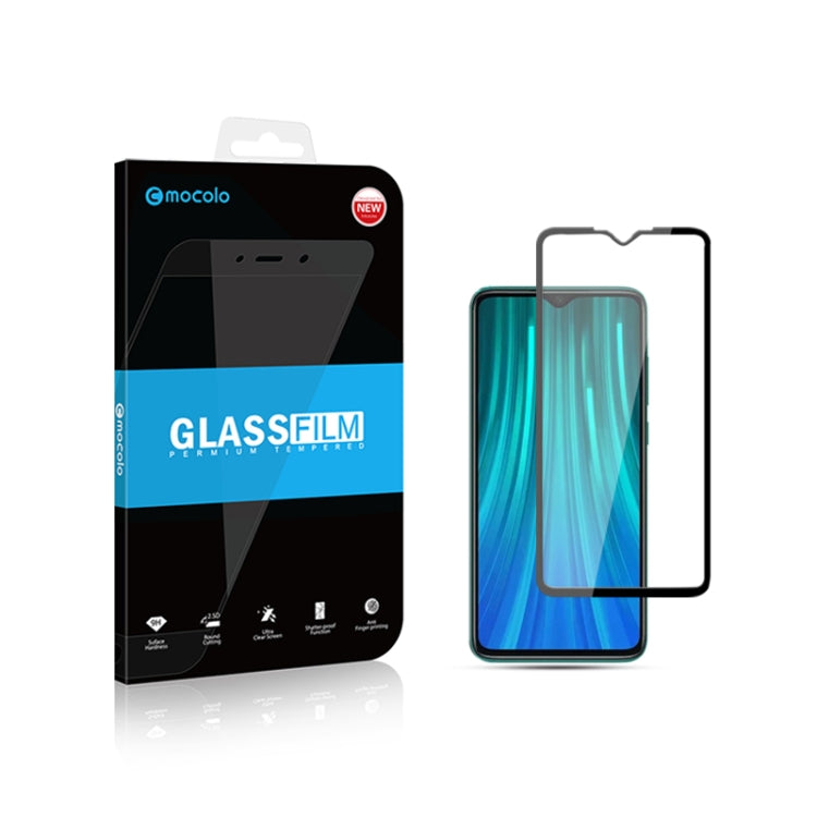 2pcs mocolo 0.33mm 9H 2.5D Full Glue Tempered Glass Film, For Xiaomi Redmi Note 8, For Xiaomi Redmi Note 8 Pro