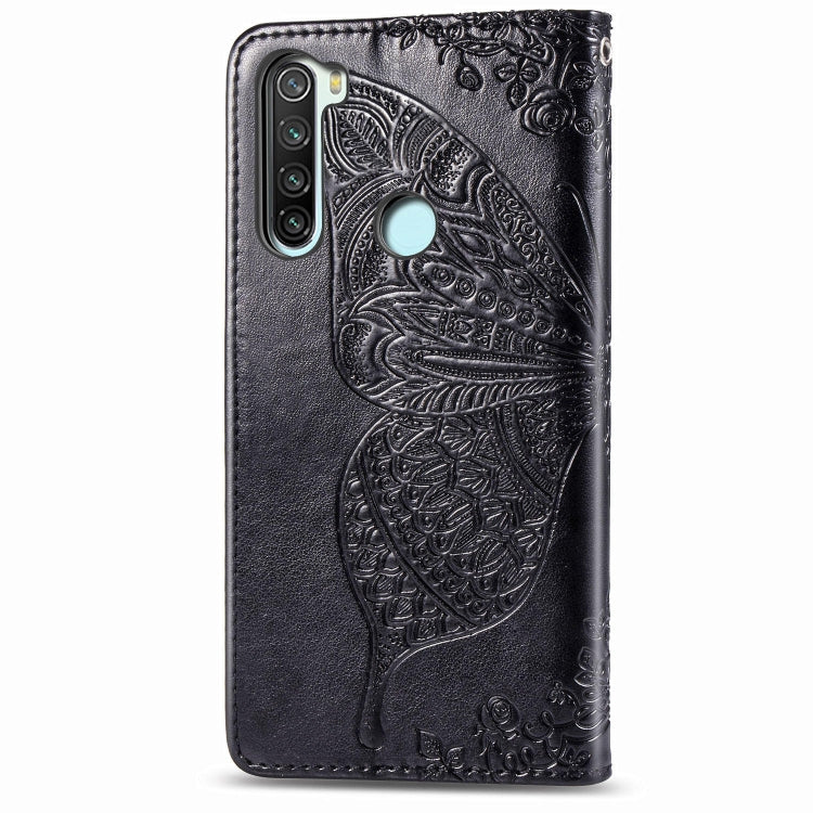 Black embossed leather-style flip phone case, butterfly flower pattern on front cover