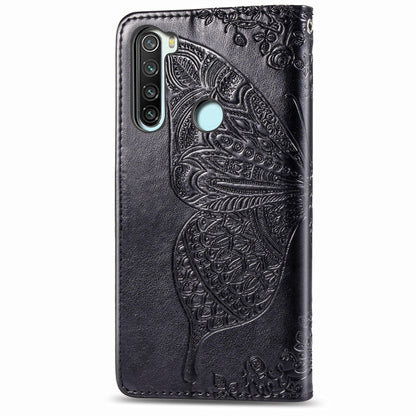 Black embossed leather-style flip phone case, butterfly flower pattern on front cover