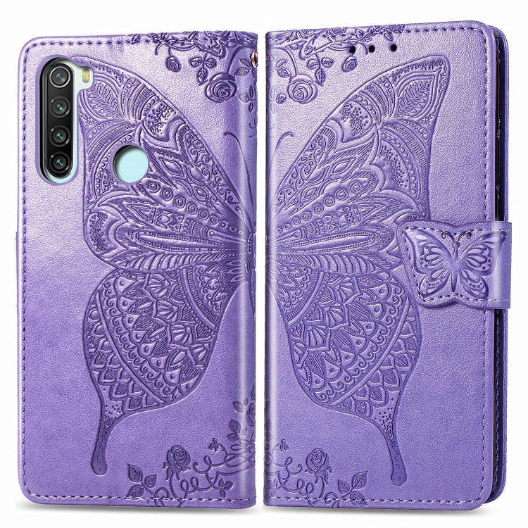 Light purple embossed butterfly flip wallet phone case with folio cover and strap