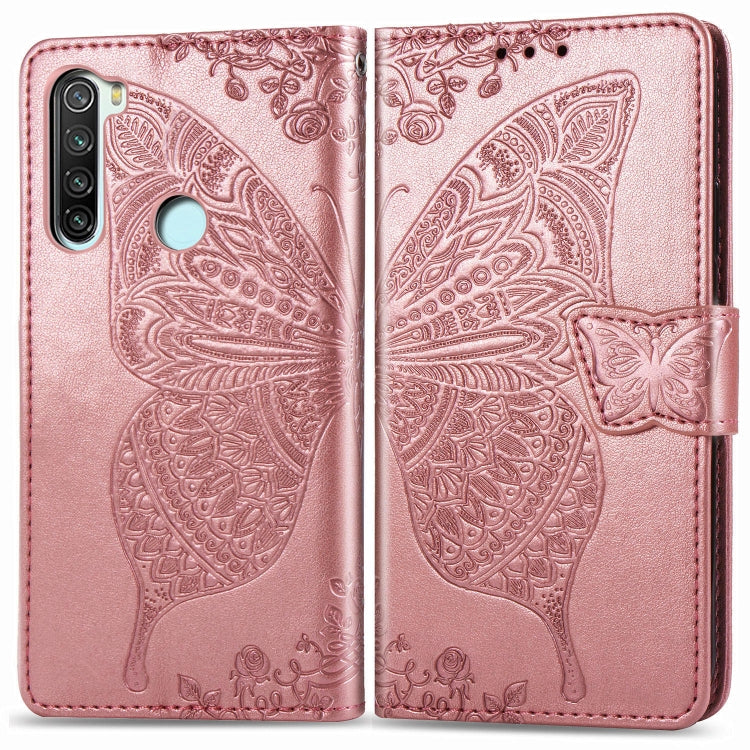 Rose pink embossed butterfly flip wallet phone case with folio cover and strap