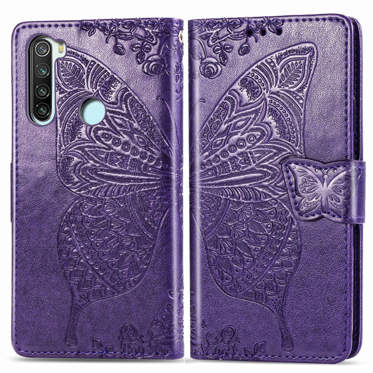 Dark purple embossed butterfly flip wallet phone case with folio cover and strap